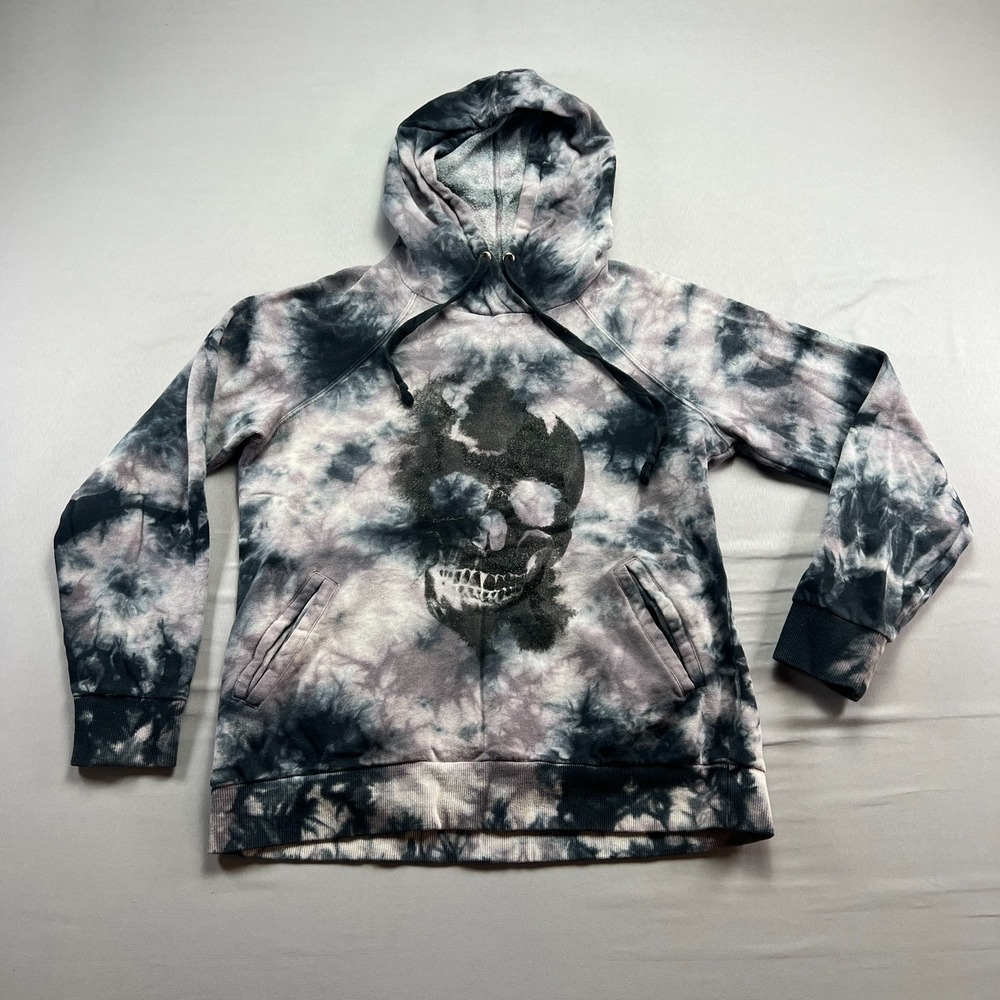 Hot Topic Hoodie Womens Medium Multi Tie Dye Fleece Cotton Ribbed Long Sleeve